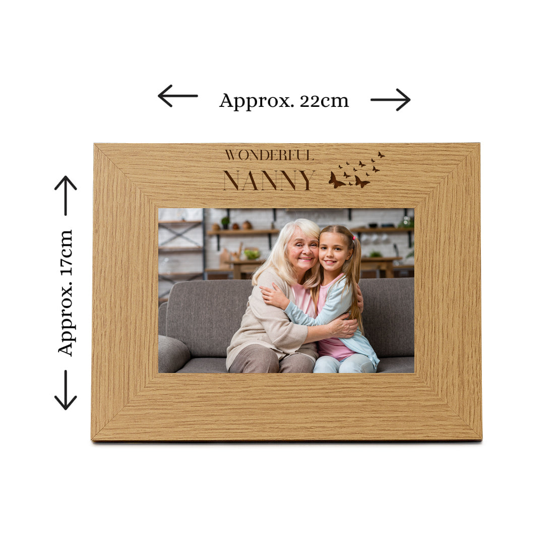 Nanny Butterfly Gift Mother's Day Birthday Wooden Engraved Photo Frame