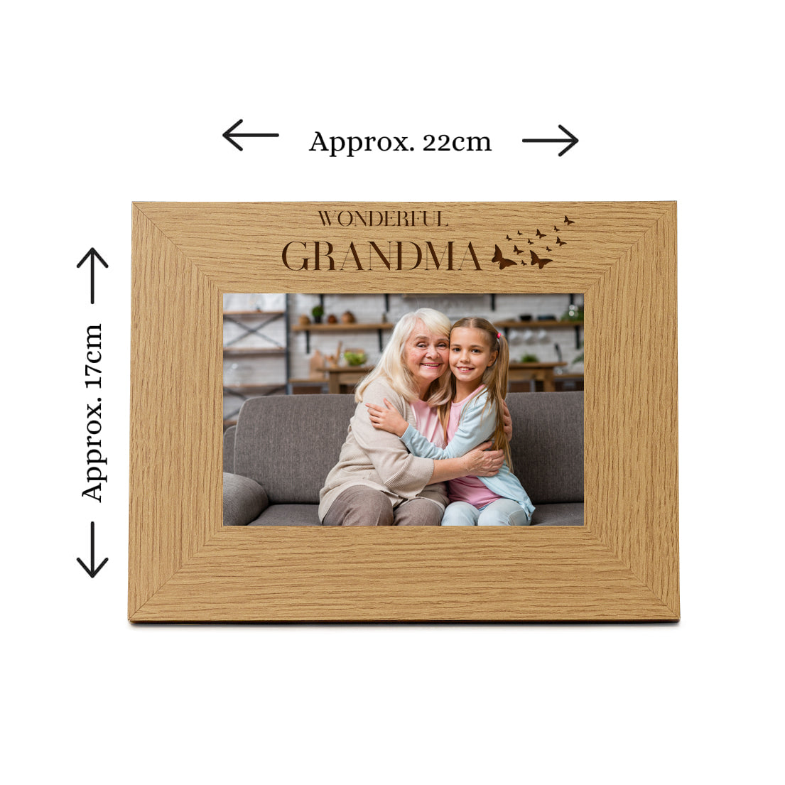 Grandma Butterfly Gift Mother's Day Birthday Wooden Engraved Photo Frame