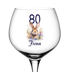 Personalised Any Age Birthday Cocktail Gin Glass Gift With Bunny 18th 21st 30th 40th 50th 60th 70th 80th