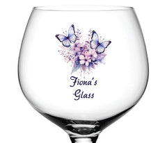 Personalised Purple Butterfly Cocktail Gin Glass Gift For Her