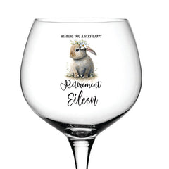 Personalised  Retirement Cocktail Gin Glass Gift For Her With Rabbit