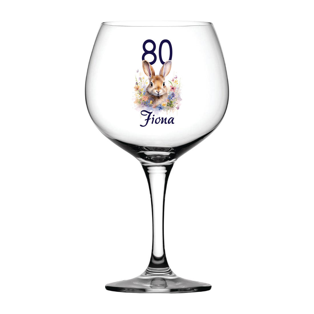 Personalised Any Age Birthday Cocktail Gin Glass Gift With Bunny 18th 21st 30th 40th 50th 60th 70th 80th