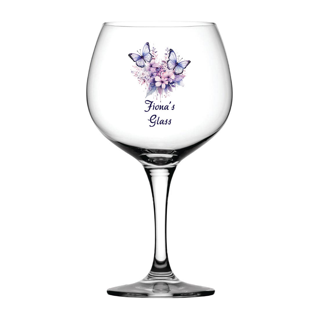 Personalised Purple Butterfly Cocktail Gin Glass Gift For Her
