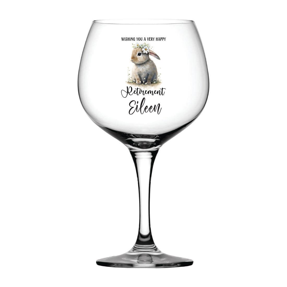 Personalised  Retirement Cocktail Gin Glass Gift For Her With Rabbit