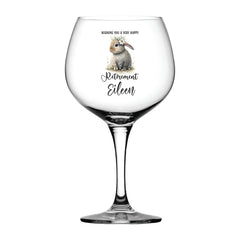 Personalised  Retirement Cocktail Gin Glass Gift For Her With Rabbit