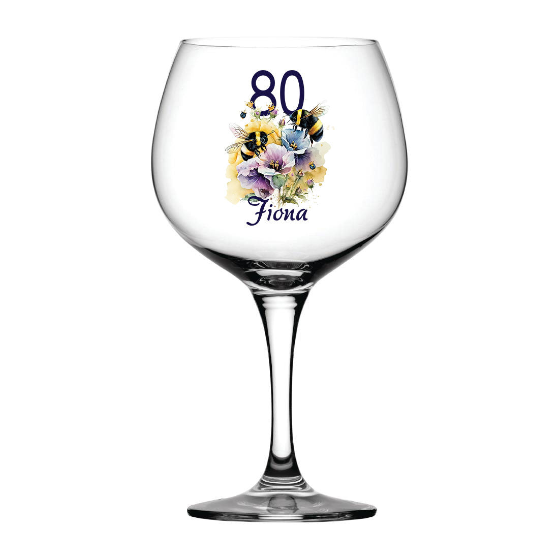 Personalised Any Age Birthday Cocktail Gin Glass Gift With Bees 18th 21st 30th 40th 50th 60th 70th 80th