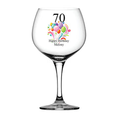 Personalised Any Age Birthday Cocktail Gin Glass Gift With Balloons 18th 21st 30th 40th 50th 60th 70th 80th
