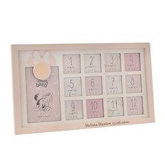 Personalised Baby Girl 12 Month Disney Minnie Mouse Photo Frame