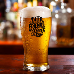 Beer and Friends Pint Glass | Novelty Beer Glass | Beer Glasses for Men Gift |Beer Glass Gift Comes with Gift Box