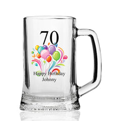 Personalised Balloon Birthday Beer Glass Tankard Any Age and Name Gift