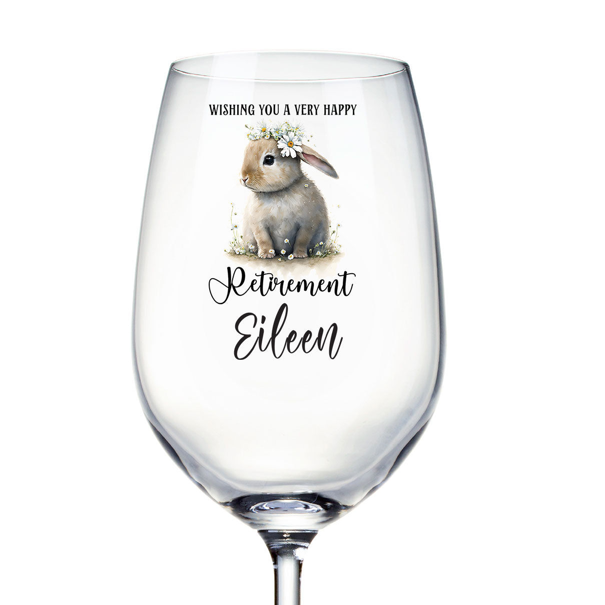 Personalised Retirement Wine Glass Gift For Her With Bunny Personalised Gin Glasses ukgiftstoreonline