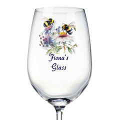 Personalised Bumble Bee Wine Glass Gift For Her