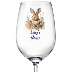 Personalised Bunny Wine Glass Gift For Her