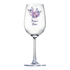 Personalised Purple Butterfly Wine Glass Gift For Her