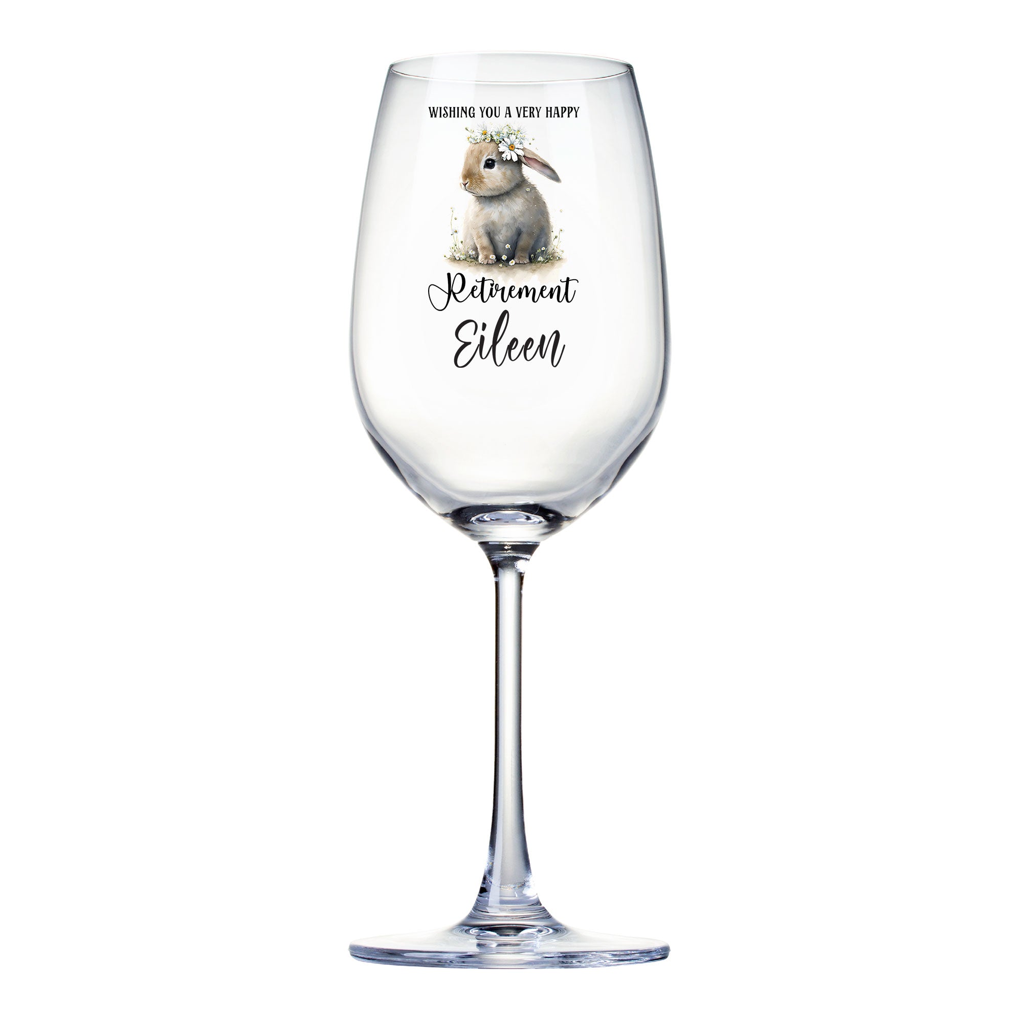 Personalised Retirement Wine Glass Gift For Her With Bunny Personalised Gin Glasses ukgiftstoreonline