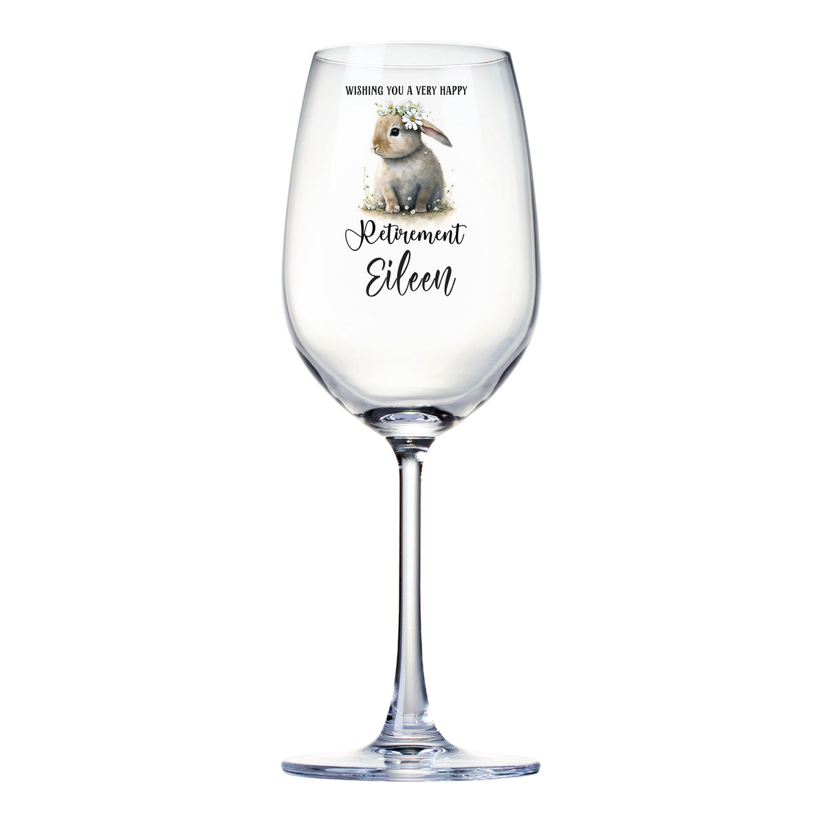 Personalised Retirement Wine Glass Gift For Her With Bunny Personalised Gin Glasses ukgiftstoreonline