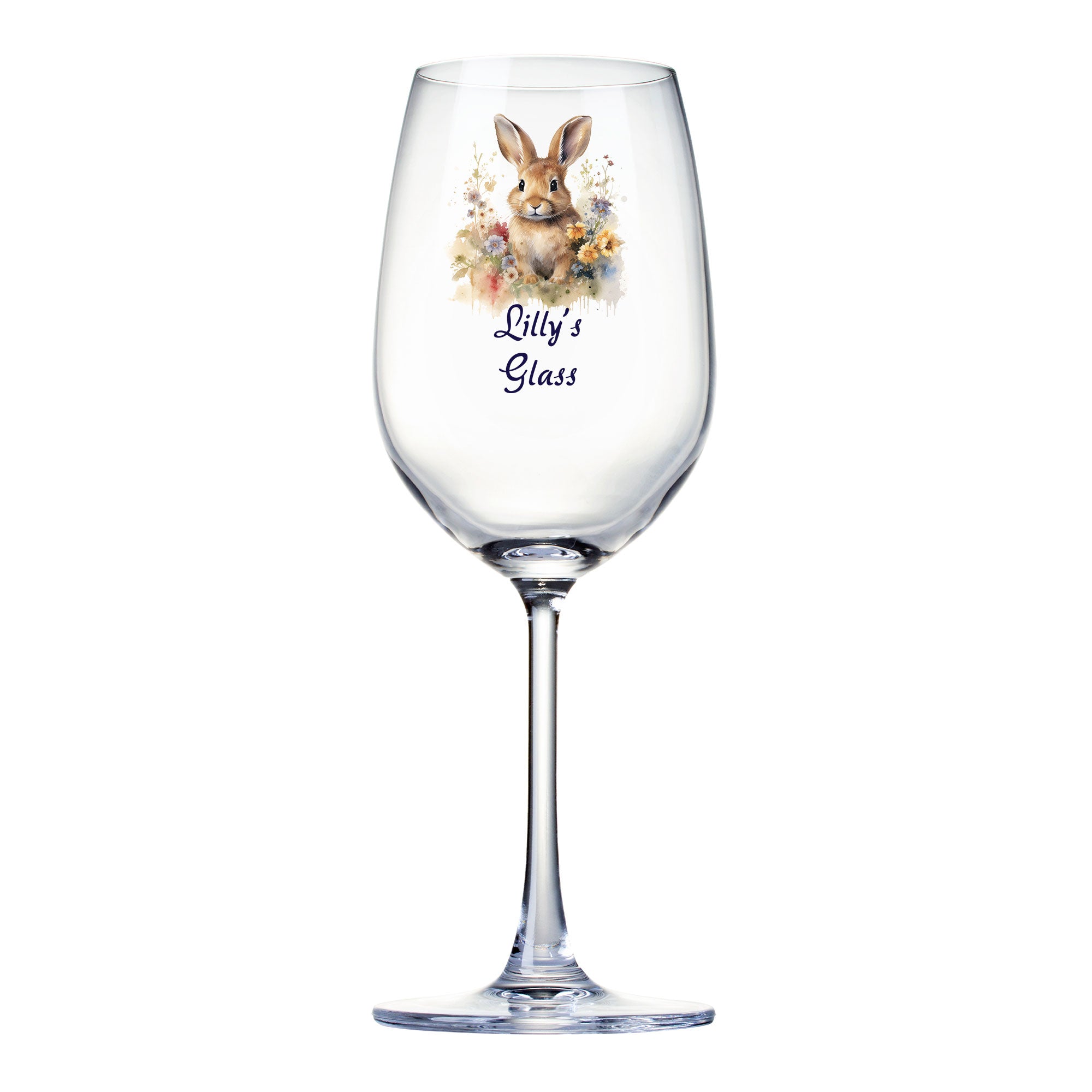 Personalised Bunny Wine Glass Gift For Her