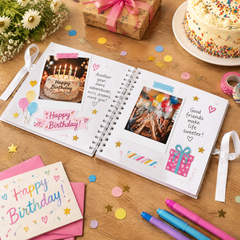 Personalised Birthday Scrapbook, Any Age Photo Album Guest Book Birthday Photo Album ukgiftstoreonline