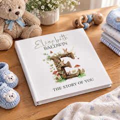Large Personalised Book Bound Photo Album Woodland Alphabet Design Memory Book photo album ukgiftstoreonline