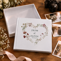 Personalised Wedding Photo Album Gift Watercolour Floral Heart photo album ukgiftstoreonline