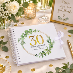 Personalised 30th Birthday Gift for her Scrapbook Photo Album Gold Wreath Design Scrapbook ukgiftstoreonline