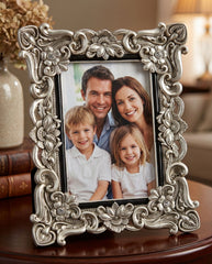 Vintage Style Antique Silver Floral Resin Frame With Crystals 4x6 photo frame ukgiftstoreonline