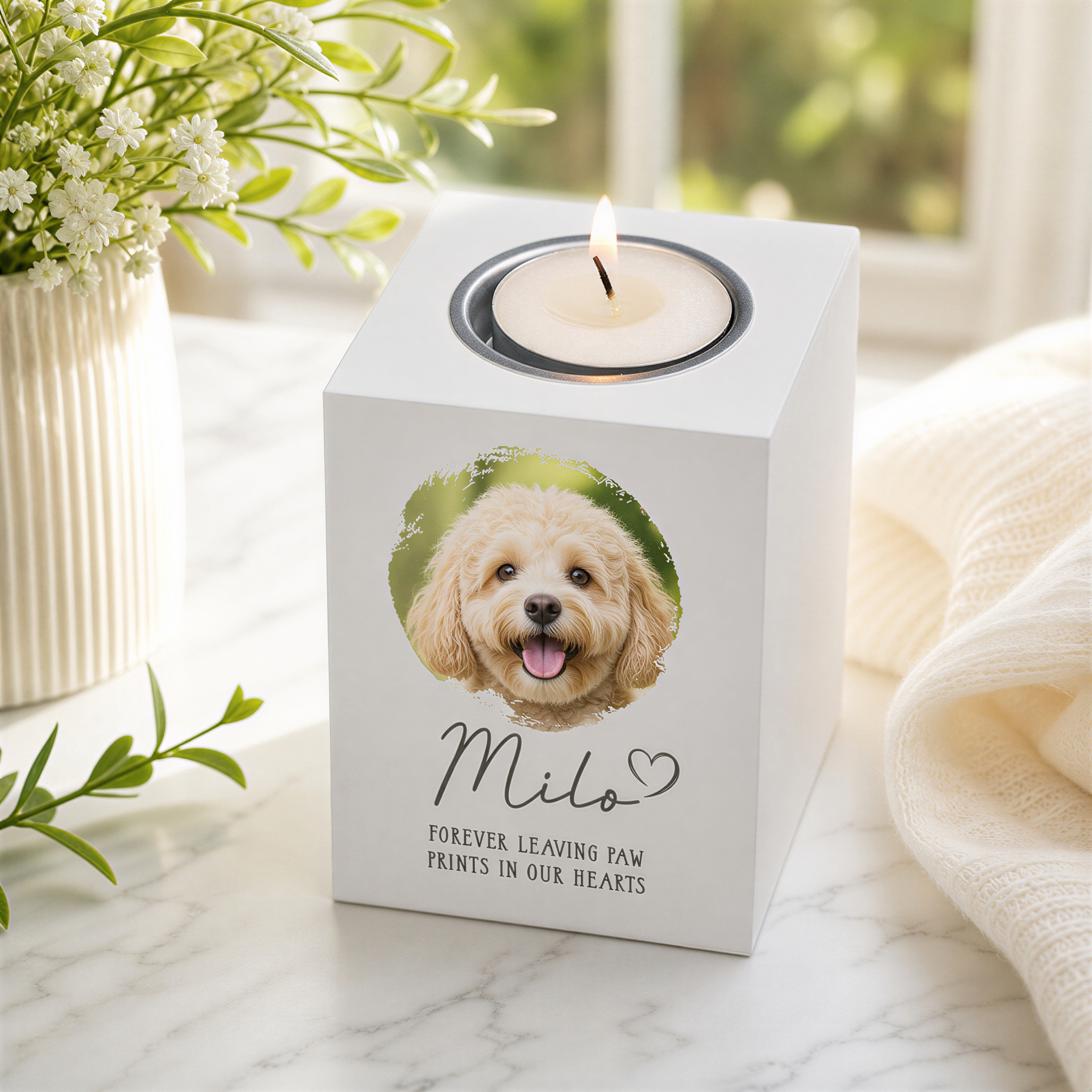Pet Memorial Candle Holder, Personalised Photo Tealight Holder Gift Tea Light Holder ukgiftstoreonline