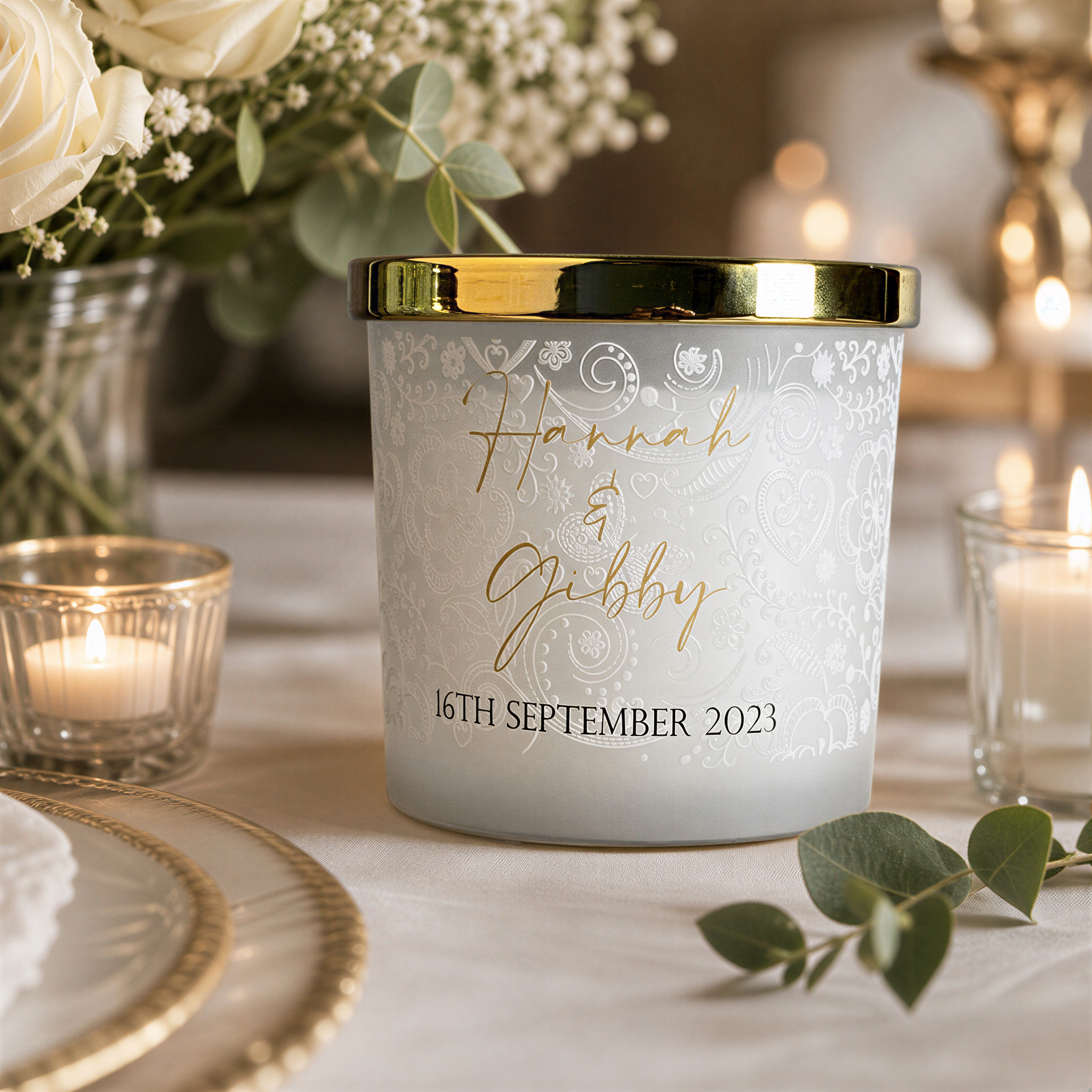 Personalised Large Double Wick Engagement Or Wedding Candle Gift personalised Candle Lights ukgiftstoreonline