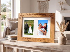 Personalised Our First Anniversary Double Wooden Photo Frame Gift Anniversary Photo Frame ukgiftstoreonline