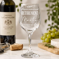 Personalised Retirement Wine Glass Gift Name & Sentiment Personalised Wine Glasses ukgiftstoreonline