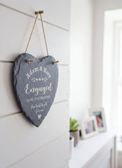 Engagement Gift Personalised Engraved Slate Heart Stone Personalised Engagement Gift ukgiftstoreonline