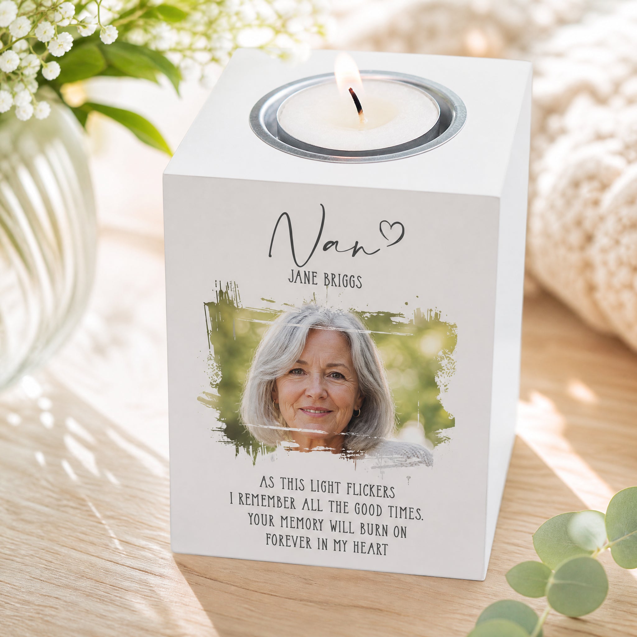 Memorial Nan Tea Light Holder Bereavement Sympathy Gift With Photo Tea Light Holder ukgiftstoreonline
