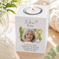Memorial Nan Tea Light Holder Bereavement Sympathy Gift With Photo Tea Light Holder ukgiftstoreonline