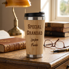 Bamboo Travel Mug For Grandad | Insulated Coffee Cup With Spill Resistant Lid – 420ml Eco Friendly Mug Personalised Mugs ukgiftstoreonline