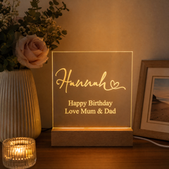 Personalised LED Lamp Night Light Love Heart Font and Any Sentiment Personalised Lights ukgiftstoreonline