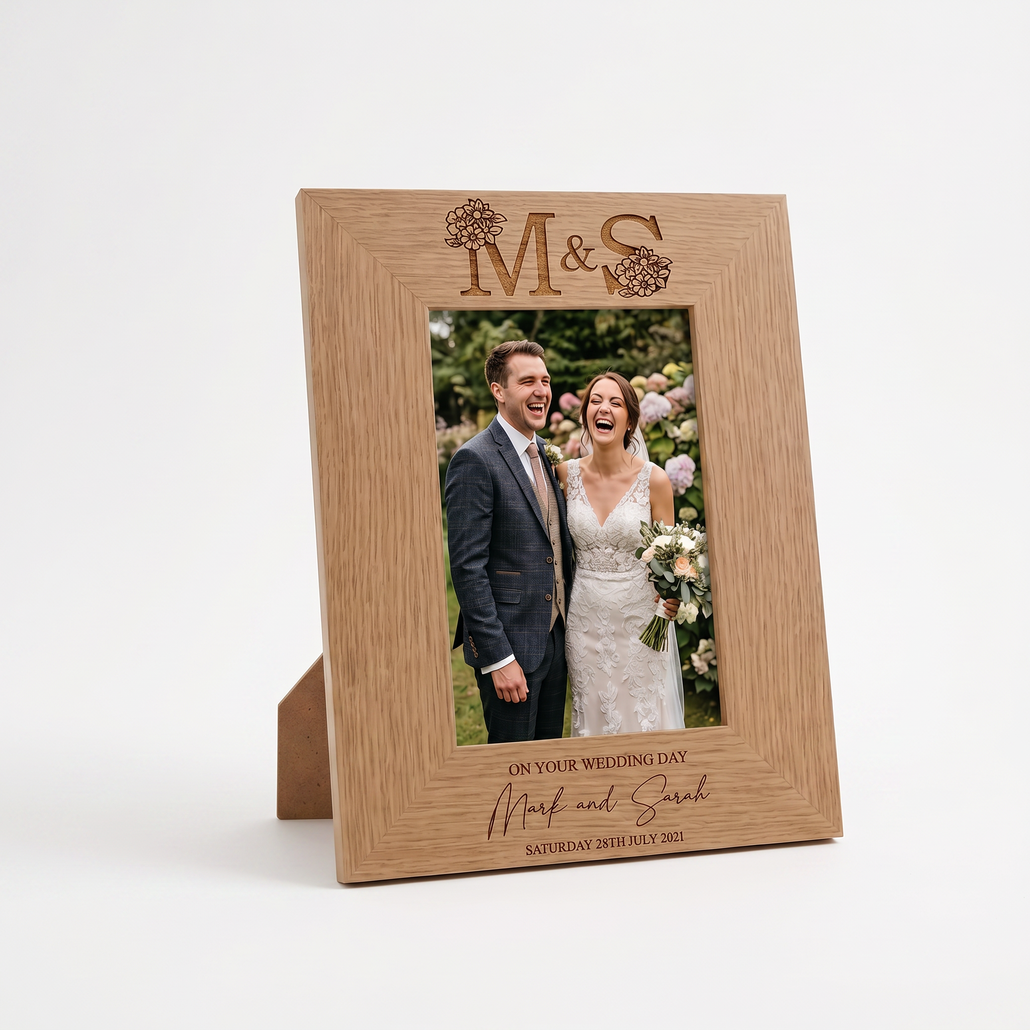 Personalised Wedding Day Photo Frame Gift With Monogram Portrait wedding photo frame ukgiftstoreonline