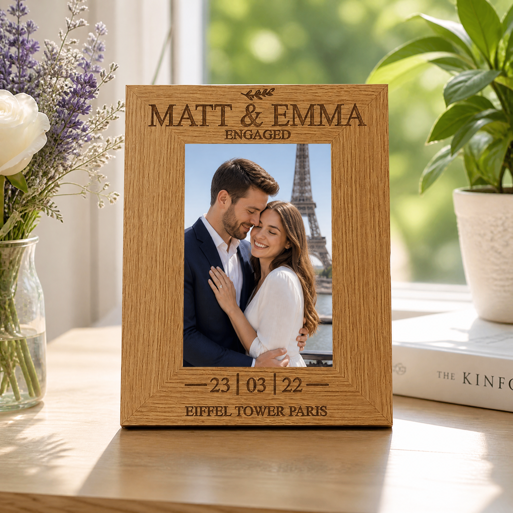 Personalised Engagement Sentiment Gift Wooden Photo Picture Frame Portrait Photo Frame ukgiftstoreonline
