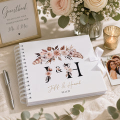 Personalised Boho Style Black Text Wedding Scrapbook Photo Album Scrapbook ukgiftstoreonline