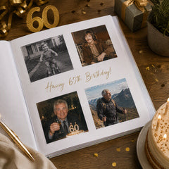Personalised Large Linen 60th Birthday Photo Album With Balloons Photo Album ukgiftstoreonline