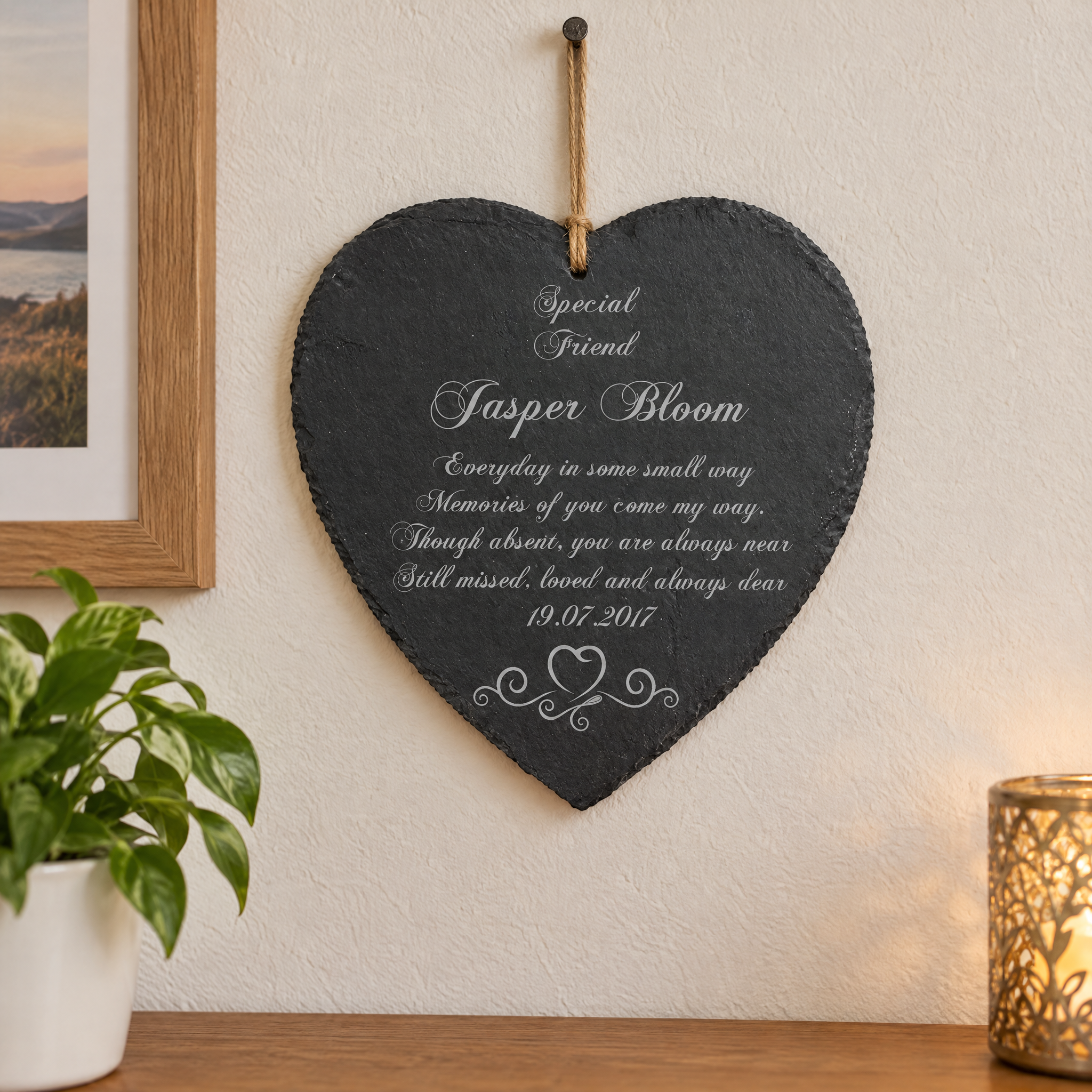 Personalised Friend Memorial Remembrance Slate Plaque Heart Symbol Personalised Heart Gifts ukgiftstoreonline