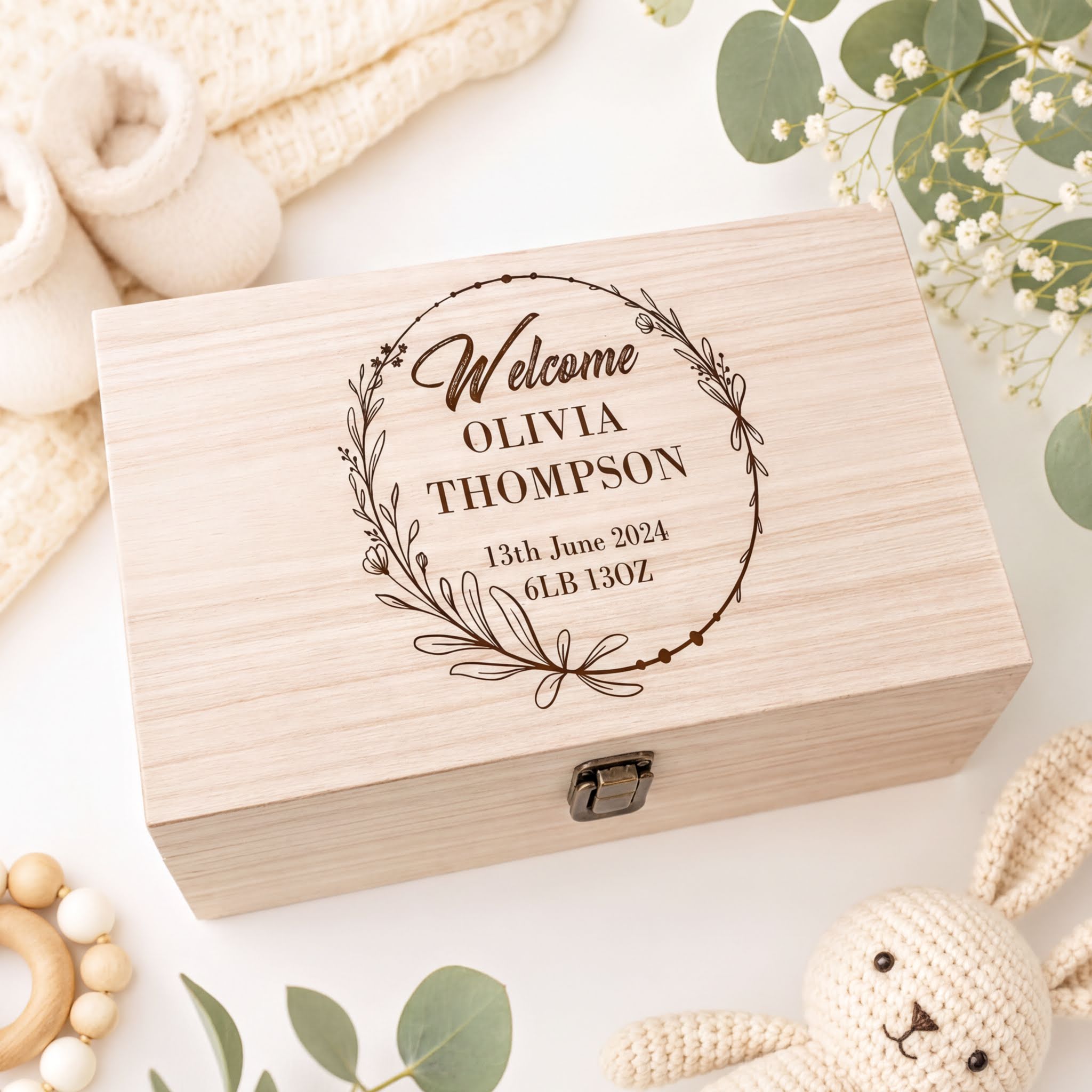 Personalised Wooden Memory Box - Large Hinged Keepsake Chest For Boys & Girls Keepsake Memory Box ukgiftstoreonline