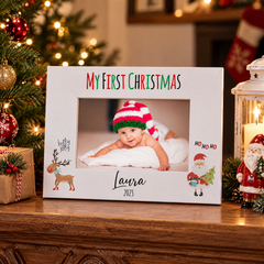 Personalised My First Christmas Colourful Photo Frame Landscape Photo Frame ukgiftstoreonline