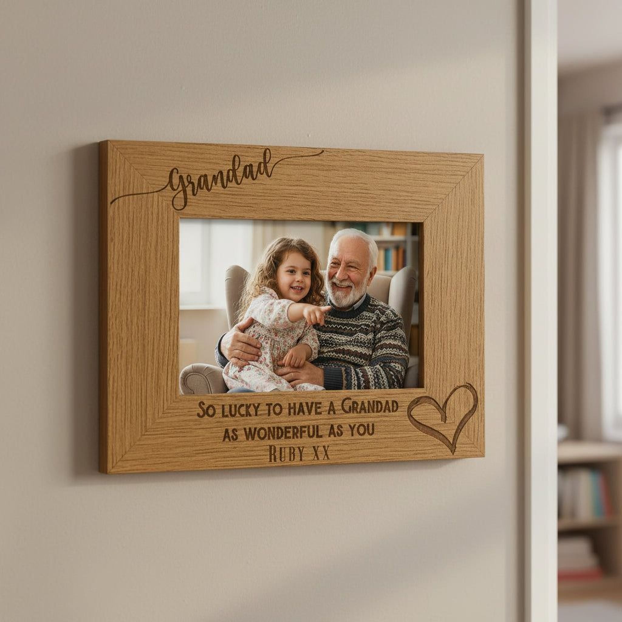 Personalised Grandad Photo Frame – Wooden Engraved Gift With Custom Message grandad photo frame ukgiftstoreonline