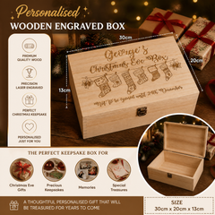 Personalised Christmas Eve Box, Large Wooden Keepsake Storage Box Personalised Gifts ukgiftstoreonline