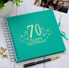70th Birthday Memory Scrapbook Album With Star Design Various Colours Available