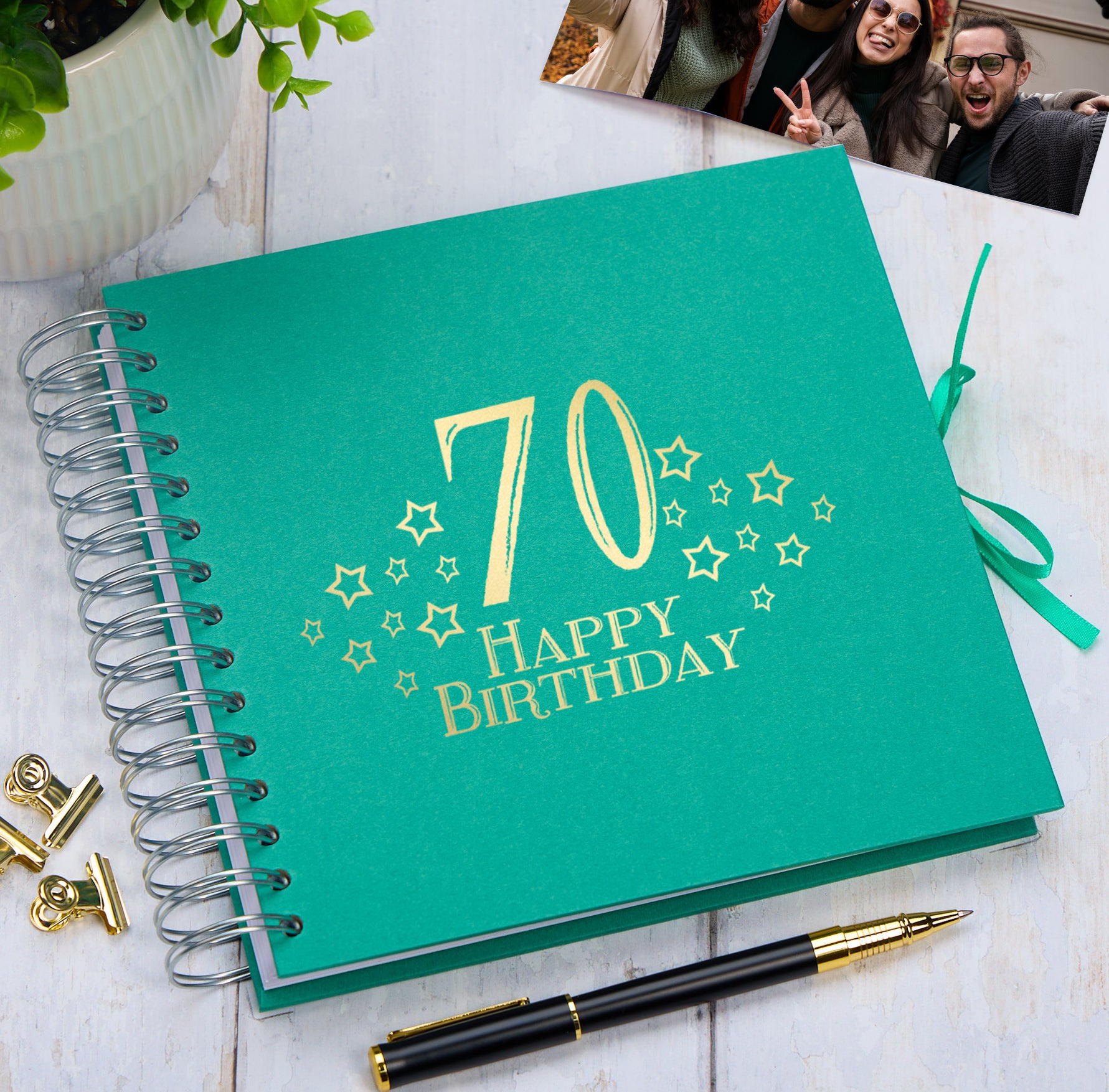 70th Birthday Memory Scrapbook Album With Star Design Various Colours Available