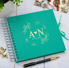 Personalised  Wedding Guest Book Reception Guestbook With Heart and Leaves