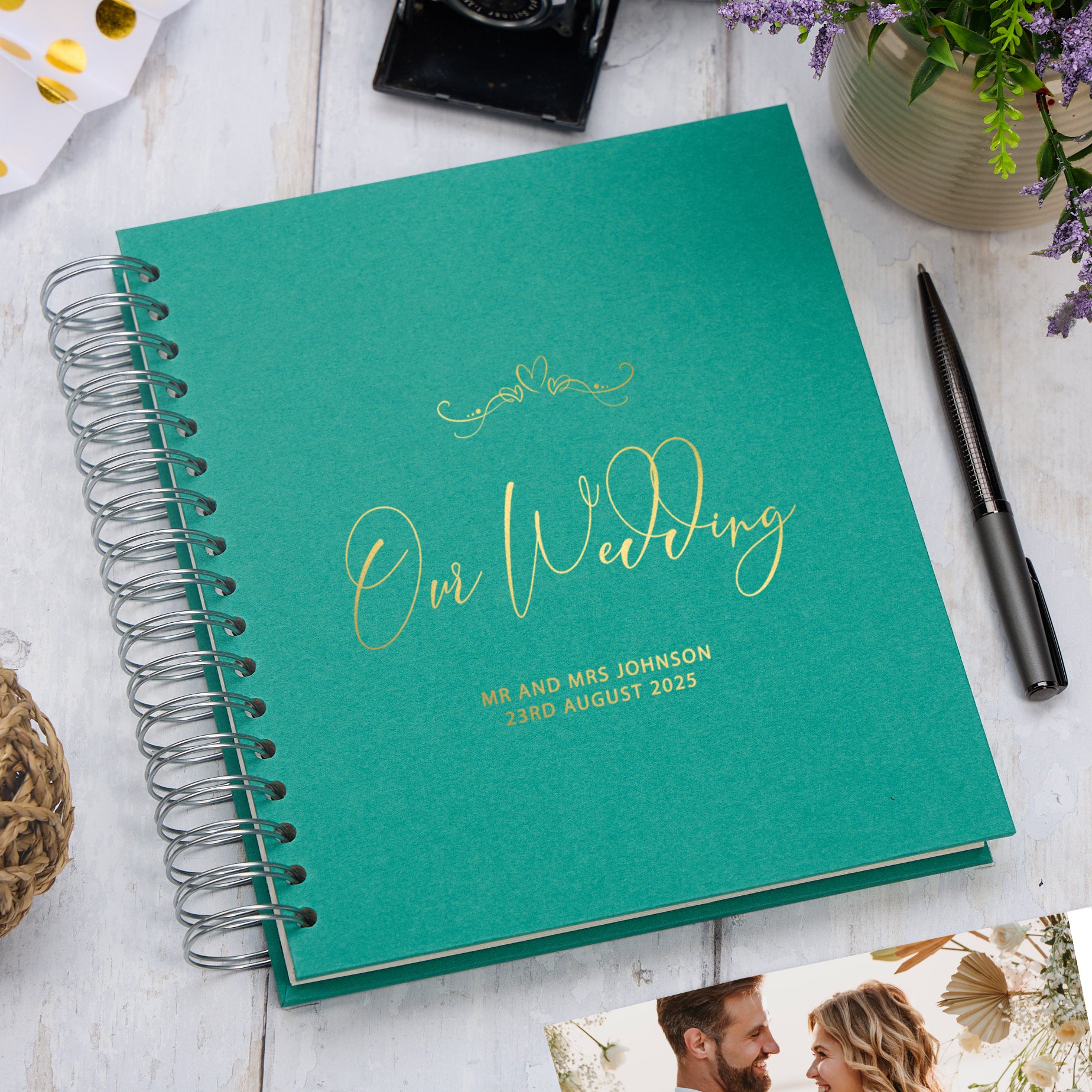 Personalised Large Wedding Photo Album With Heart, Multiple Colour Choice