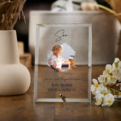 Personalised Son Keepsake Gift Glass Photo Glass Plaque With Sentiment Personalised Plaque Gift ukgiftstoreonline