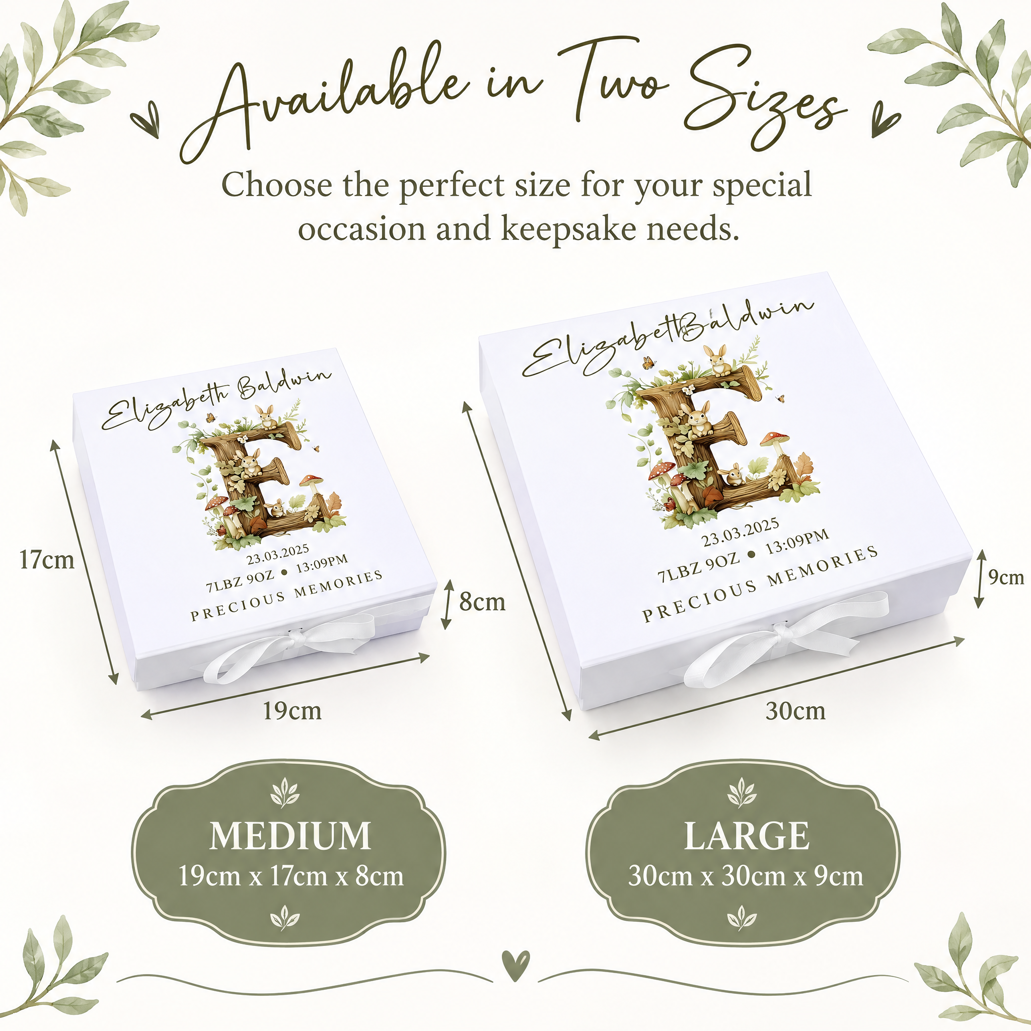 Personalised Baby Memory Box, Woodland Alphabet Keepsake Gift Set ukgiftstoreonline